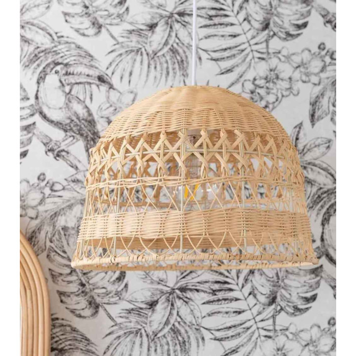 Lámpara de techo BIANCA, blanca de ratán | Cambia Tus Muebles