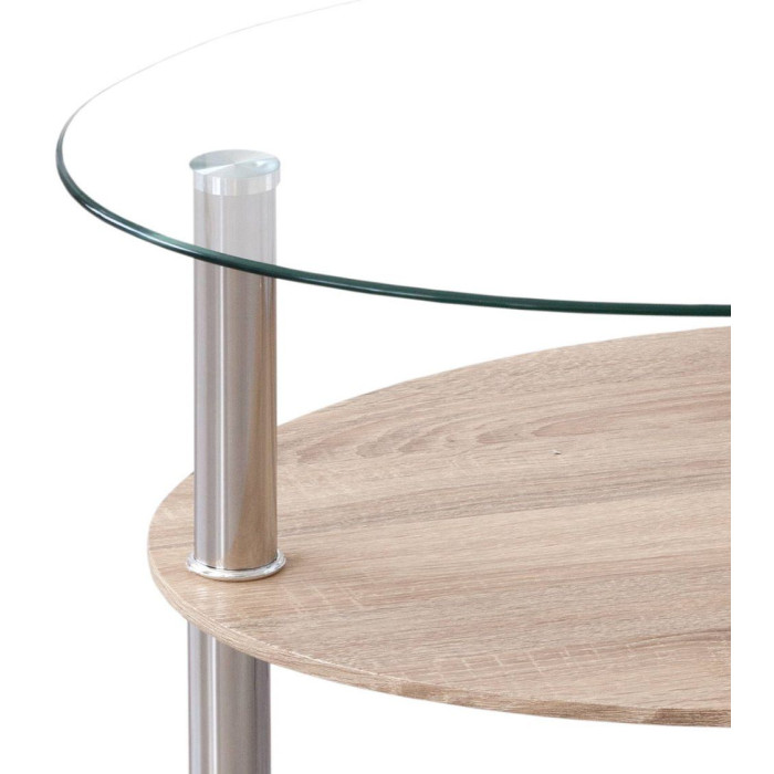 Mesa centro cristal DENISE, ovalada con revistero