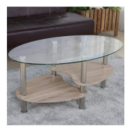 Mesa centro cristal DENISE, ovalada con revistero