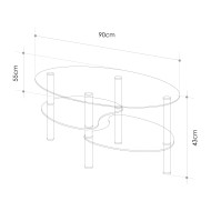 Mesa centro cristal DENISE, ovalada con revistero