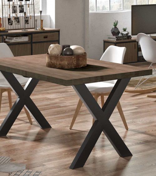 Mesa de comedor industrial DAREK pata X Mesa de comedor industrial DAREK pata X