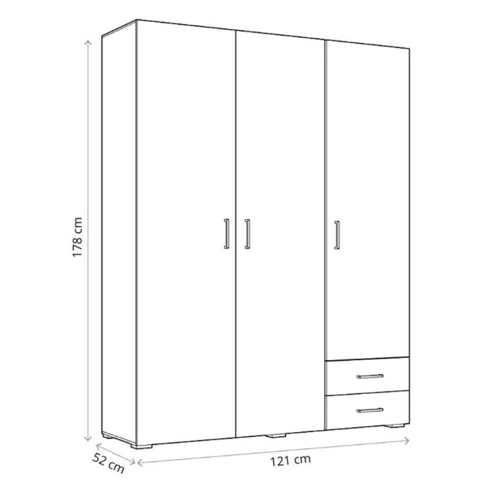 Armario 3 puertas + 2 cajones KALEB