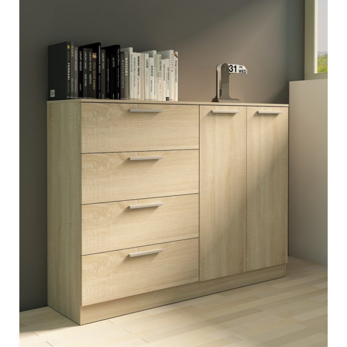 Cómoda 4 cajones 2 puertas CUBE