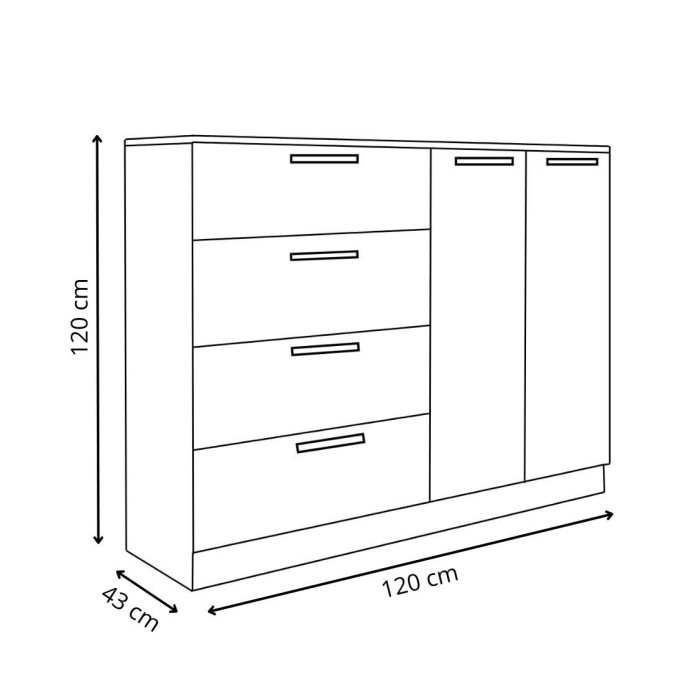 Cómoda 4 cajones 2 puertas CUBE