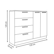 Cómoda 4 cajones 2 puertas CUBE