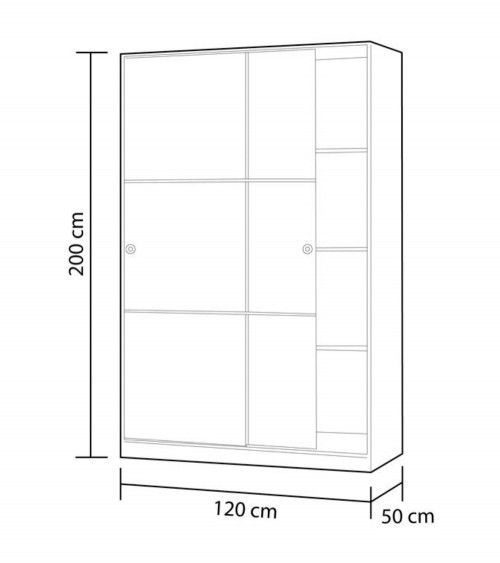 Armario 120 cm 1 puerta NADO Curve acabado fresno capri blue