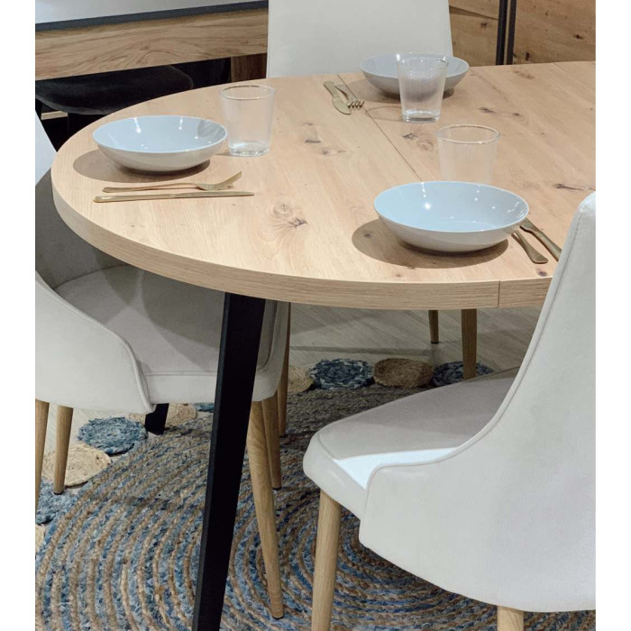 Mesa comedor redonda extensible industrial LOKI