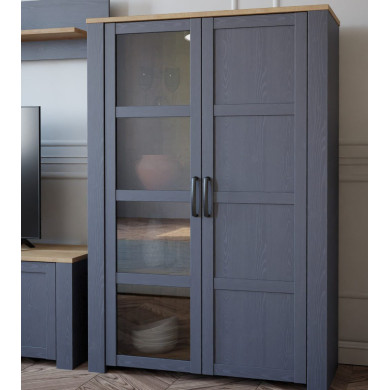 Vitrina alta 2 puertas ODIN, en azul marino Vitrina alta 2 puertas ODIN, en azul marino
