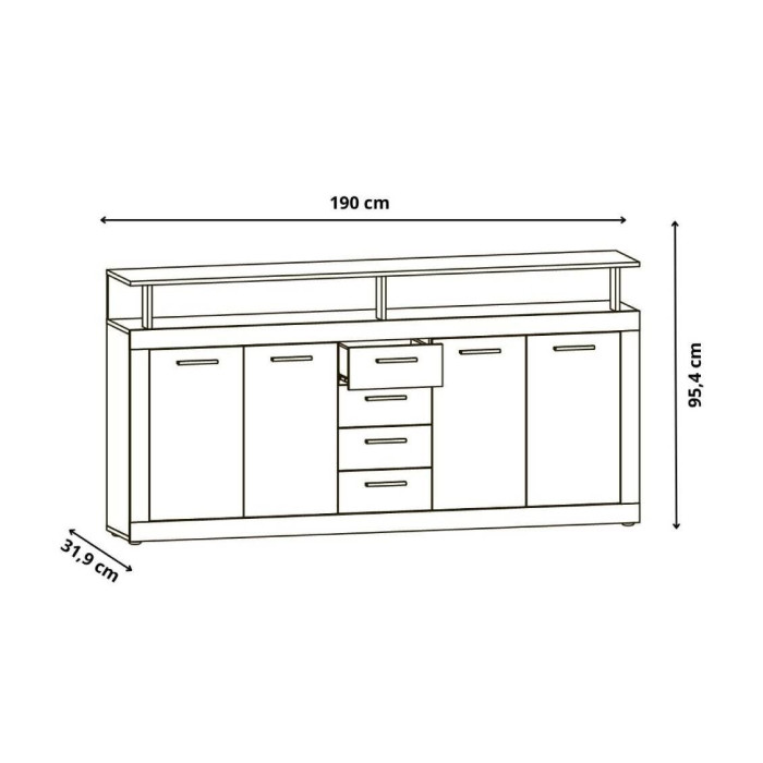 Mueble aparador LUANA 4 puertas 4 cajones