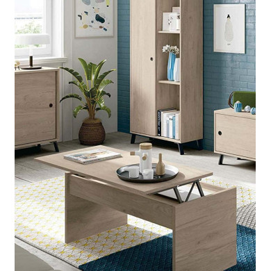 mesa cafe, blanco, roble, centro, elevable, salon, barato, economico,