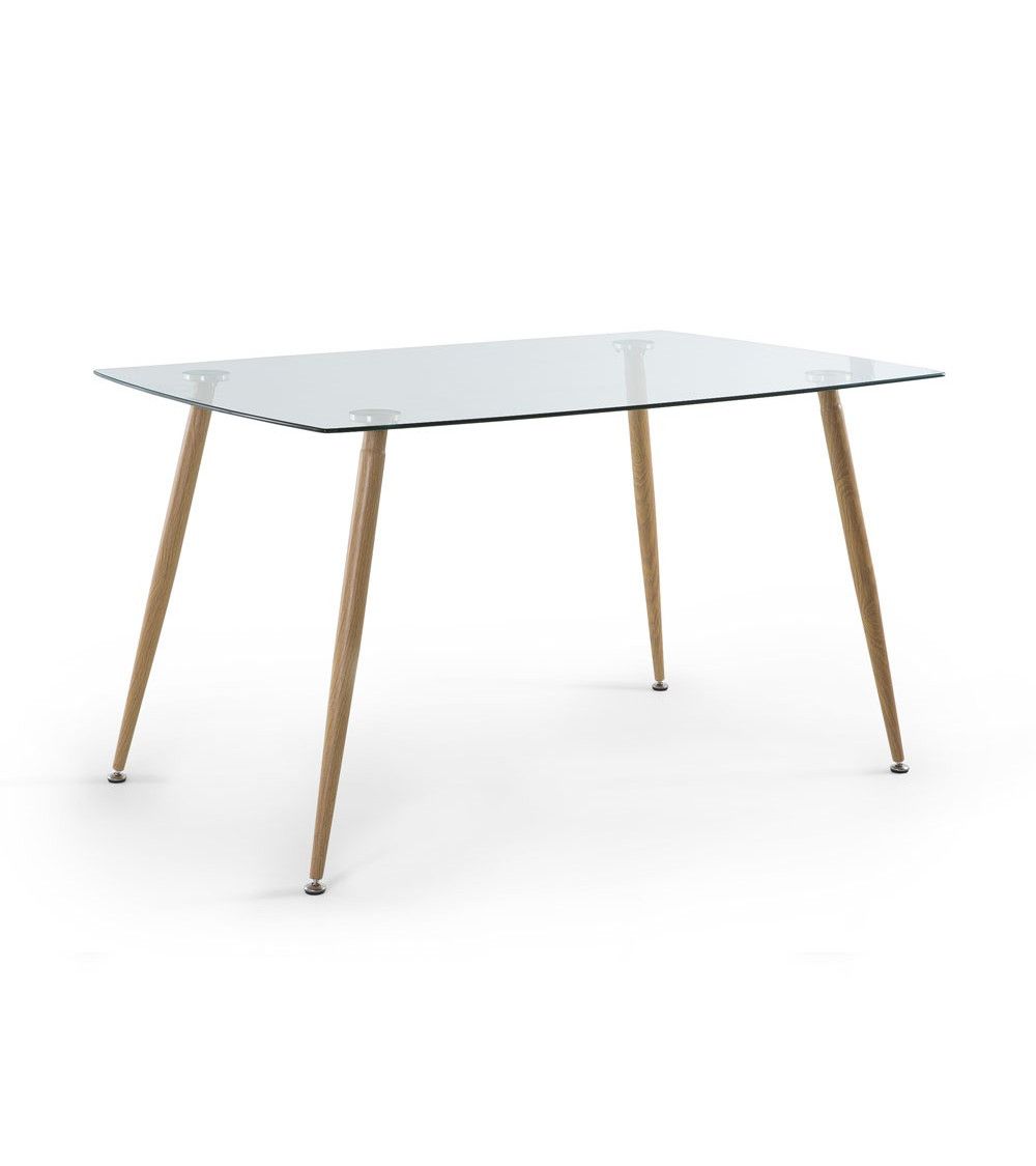 CAMBIA TUS MUEBLES - Mesa comedor Nórdica. Mesa cocina blanca. Patas madera  de Haya. (Rectangular 120x80 cm)