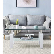 Mesa de centro Kendra - Mesa de centro de cristal y madera