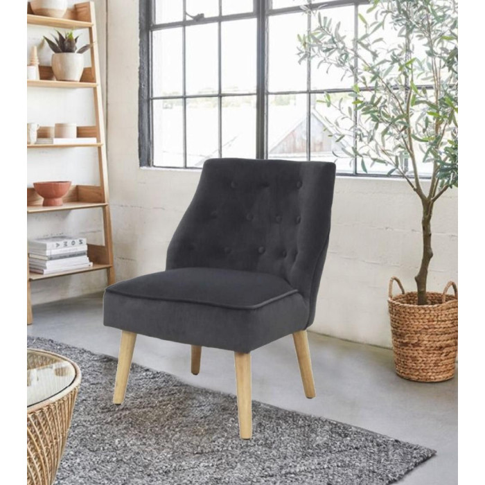 Butaca terciopelo Mary, con patas de madera