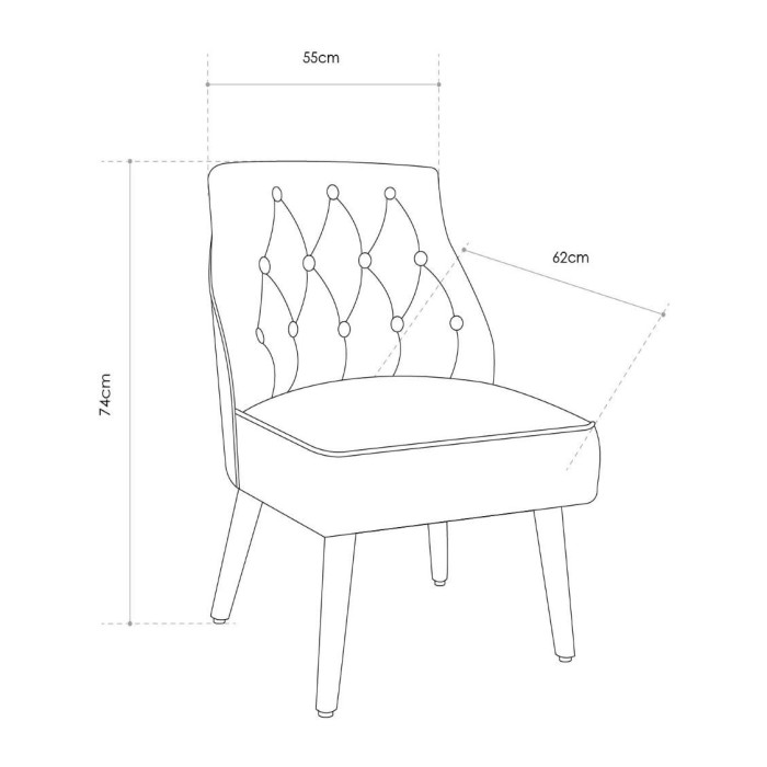 Butaca terciopelo Mary, con patas de madera