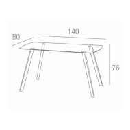 Mesa comedor de cristal REKA 140x80 cm