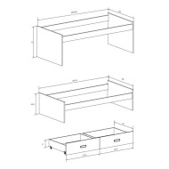 Cama compacta CHASE con cama extra + 2 cajones