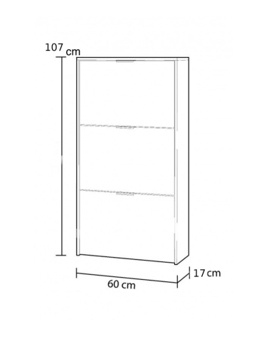 Zapatero 3 puertas abatibles 107x60x17 cm color blanco VIC