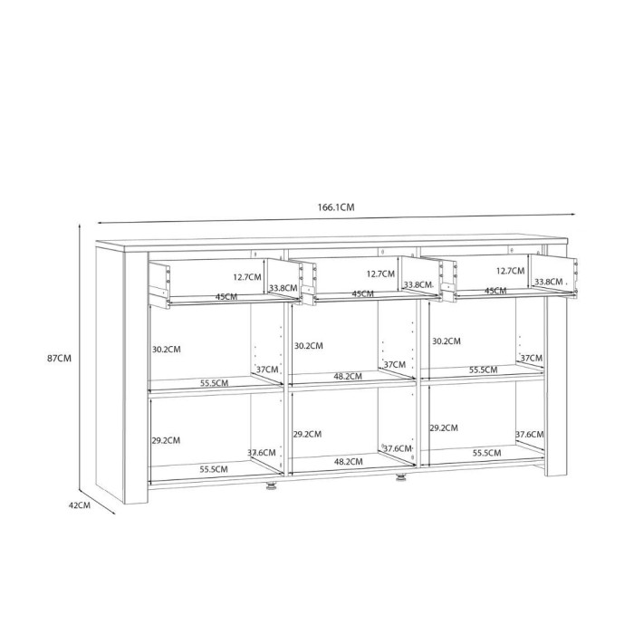 Aparador 3 puertas y 3 cajones ODIN azul marino