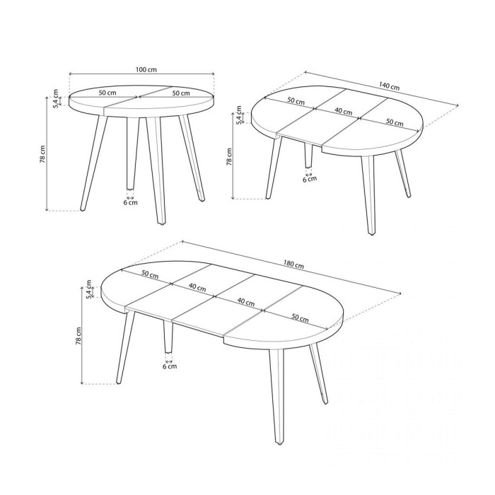 Mesa comedor redonda extensible industrial SKADI
