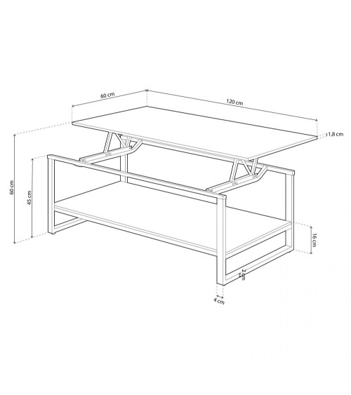 Mesa centro elevable estilo industrial JARED