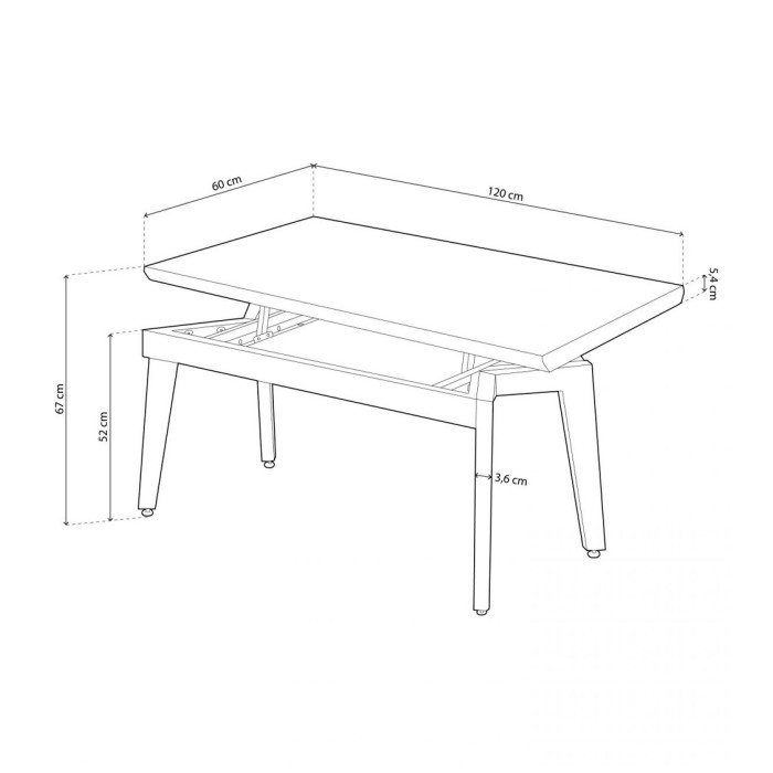 Mesa centro elevable de madera GALIA