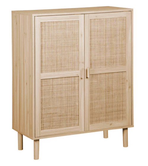 Pandora mueble auxiliar de madera y ratán