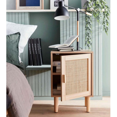 Mesita de noche de ratán 1 puerta CAMILE Mesita de noche de ratán 1 puerta CAMILE