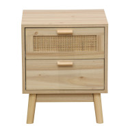 Mesita de noche de ratán 2 cajones CAMILE