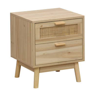 Mesita de noche de ratán 2 cajones CAMILE